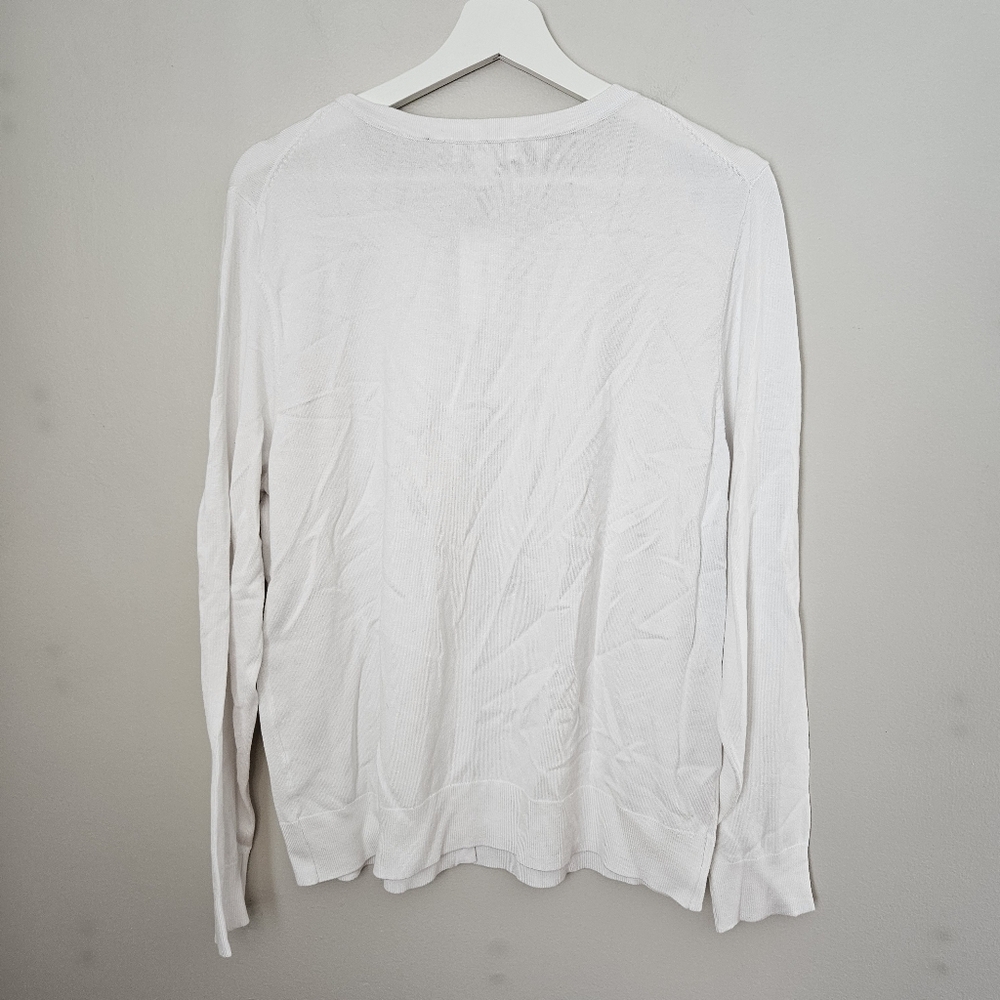 NWT Charter Club Bright White Button-Up Cardigan Sweater Long Sleeve XL - Picture 3 of 8